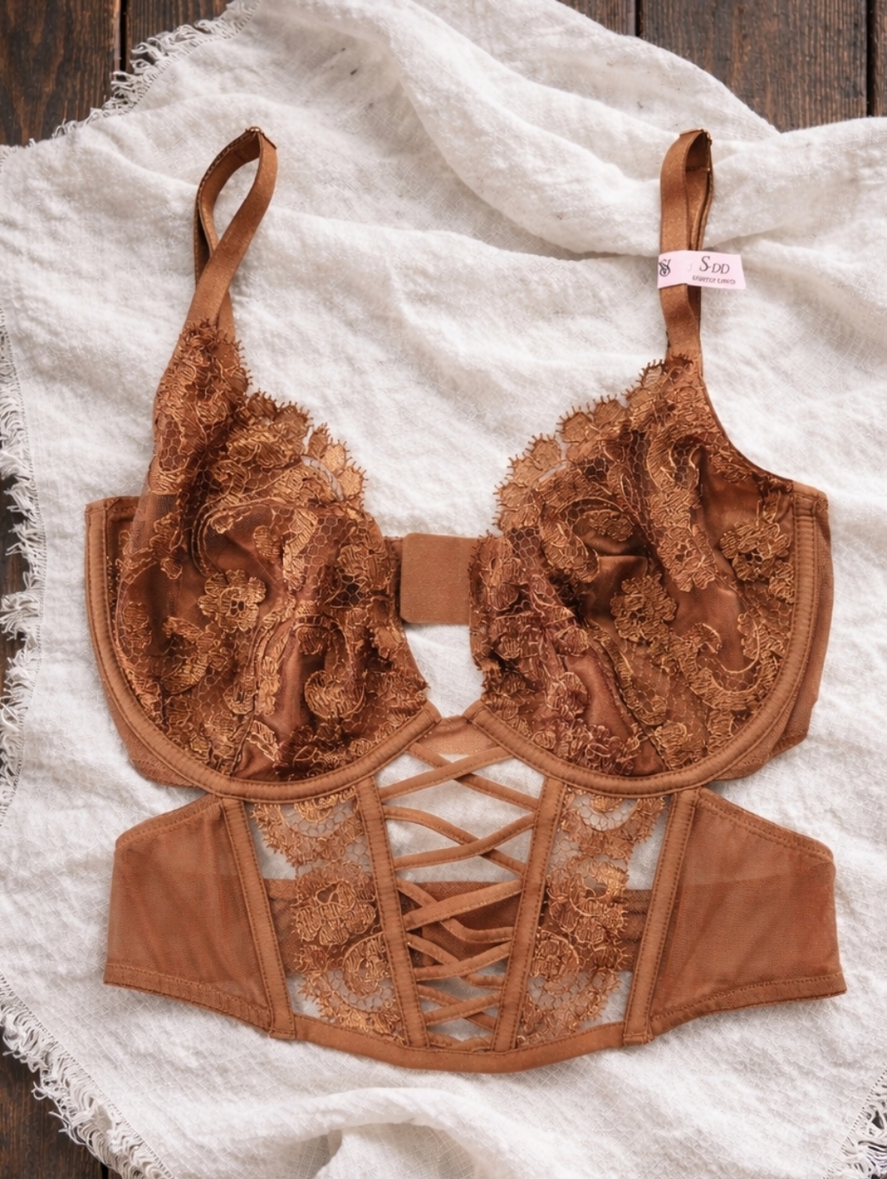 NWT Victoria's Secret Dream Angels Boho Floral Lace Corset Top Size SDD
